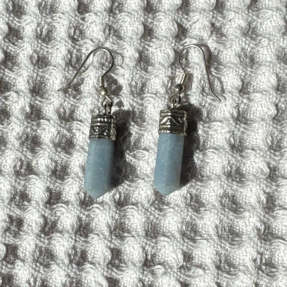Blue crystal earrings with silver accents